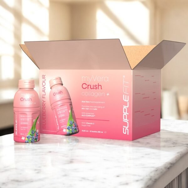 MYVERA CRUSH Collagen + | Complément alimentaire en bouteilles unidoses de 285 ml (12 bouteilles) - 3420 ml - INTB001-12